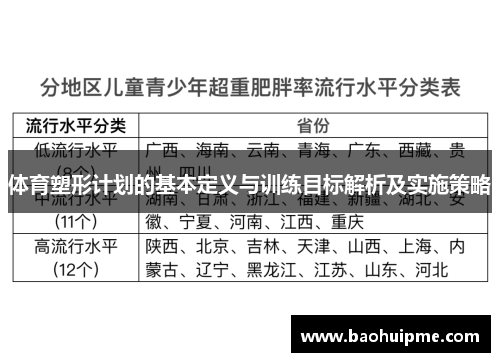 体育塑形计划的基本定义与训练目标解析及实施策略